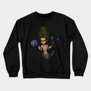 Sweet little mermaid in the deep ocean Crewneck Sweatshirt